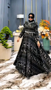 ZIFA FASHION || COD || AMELIA DRESS FREE PASHMINA BY ASOPUROH || GAMIS SET KATUN BORDIR AKSEN PAYET SWAROVSKI MEWAH SIAP KIRIM LD 110CM PB 140CM || DRESS WANITA KONDANGAN ELEGAN MURAH BERKUALITAS || *ST