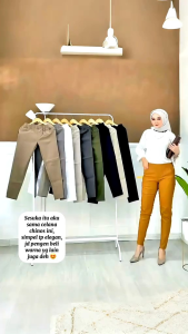 Celana Chinos Wanita Elizabeth Pants Bahan Softjeans Tebal dan Stretch Celana Kerja Wanita Nyaman
