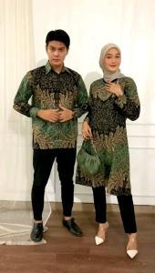 BATIK TUNIK COUPLE MODERN SET PAKAIAN COUPLE KEMEJA BATIK PRIA LENGAN PANJANG