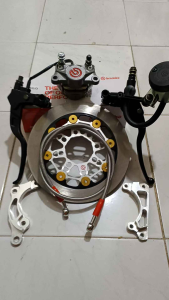 paket handle master rem Bmbo tabung big smoke + kaliper 2 piston big logo + piringan disc cakram 220mm + breket kaliper 220mm Honda Yamaha beat Scoopy Mio Vario Jupiter Vega fiz r dll