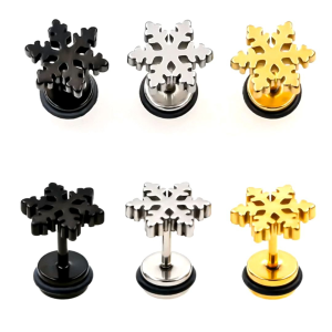 1 pcs anting drat titanium motif saljumotif bintang dan motif sisi panah pria dan wanita