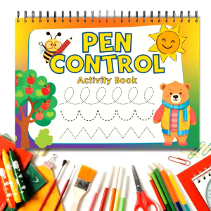 PEN CONTROL ACTIVITY BOOK • PERSONALIZED LAMINATED WRITE AND ERASE 22 ACTIVITIES • FREE 2 PCS MARKER