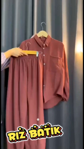 SETELAN CELANA DAN KEMEJA PUTRI MALU POLOS KANCING BUSANA QU