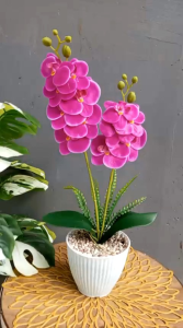 bunga anggrek latex artificial vas kerang
