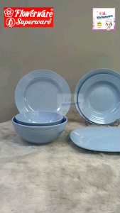 จาน​ชาม​เมลามีน​ ลาย​หยัก​ wave shape ยี่ห้อ​Flowerware​ ผลิต​จาก​Superware​ อย่าง​หนา​ทนทาน​ไม่​แตก​ง่าย​