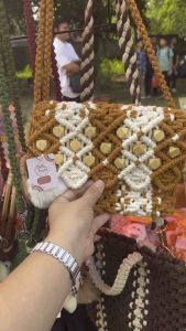 Celia Macrame Sling Bag Handmade Estetik Model Terbaru Tas Wanita Shoulder Bag Etnik Kekinian Tas Selempang