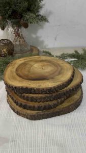 LARGE WOOD SLAB (11-12 inches) LOG SLICE WITH BARK | CAKE STAND CHOPPING BOARD CHARCUTERIE BOARD | ACACIA WOOD