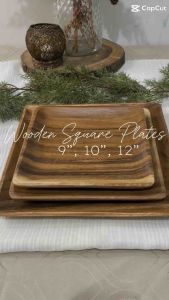 WOODEN PLATE / TRAY (12 inches) SQUARE | DINNER / SERVING PLATE | ACACIA WOOD