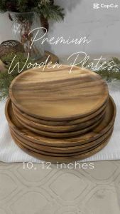 WOODEN PLATE (10 inches) | ROUND PREMIUM DINNER PLATE / TRAY THICK MAKAPAL | ACACIA WOOD
