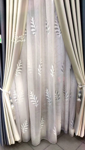 day curtainlace sheercowrak daun bungahight 270cm.free alterationring & hook.langsir tingkappintusliding.