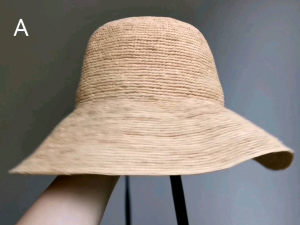 DaVee Raffia straw hat Handmade woven straw hat Summer anti-UV sun Hat Beach Hat with black beige brown and olive green bands.