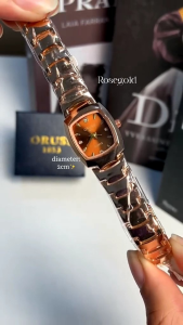 (COD) Jam Tangan Wanita Oruss Kotak Original Rantai Kecil Minimalis Anti Air Analog
