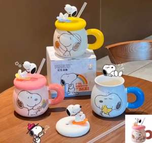 Set Ly Sứ Cao Cấp in Hình Tom Jerry Nắp Hình Nổi 5D kèm Ống Hút - Set Ly Hộp Quà Tặng Cao Cấp[chính hãng Disney]