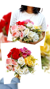 Bunga Mawar Foam AF57 Artificial Flower Bouquet Modern Rose Wedding Decoration