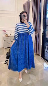 MIDI DRES WANITA MUSLIM KAOS KNIT  RAJUT SALUR PRISKET TERBARU BAYAR DITEMPAT