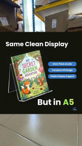[Ready Stock] Compact Acrylic Book Stand – 3mm Thick Transparent A5 Display Holder for Books & Tablets
