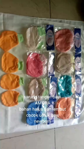 SARUNG TANGAN BAYI NEW BORN POLOS RIP ISI 6PCS