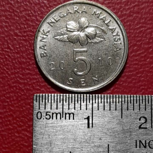 Koin Malaysia Kuno Koleksi klasik 5 sen kecil Tahun 2010 BERSIH
