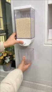 五谷杂粮收纳盒 Grain Storage Box给厨房买个#杂粮收纳罐,壁挂式免打孔安装,防尘防潮,节省空间,粘的牢固容量大‼😍