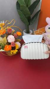 轻奢奶油风纸巾盒 Light Luxury Cream Style Tissue Box #这款纸巾盒也太好看了吧😍，奶呼呼的贝壳造型，内置弹簧最后一张纸也能抽完，放茶几、餐桌、都好看✨#奶油风贝壳纸巾盒#桌面纸巾抽纸盒🌈
