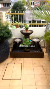S84 Mouth Brown 4x2.5 Water Pond Fountain Kolam Air Sandstone Garden Water Feature Balinese 风水流水喷泉瀑布池 Feng Shui Deco