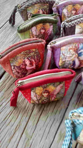 กระเป๋าใส่เหรียญกระเป๋าตังผ้าแฮนเมค สูง3นิ้ว ปากกว้าง5นิ้ว