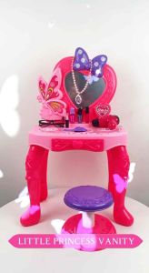 Little Princess Vanity table with chair Beauty Set Pretend Play toys Girls Gift set Cute Dresser