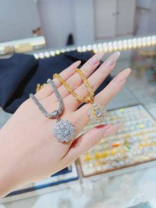 Dây chuyền xoắn hoa mai 3ly kèm mặt hoa 5 cánh baguet nhân tạo Kami trang sức sỉ D3L4.MH5C