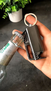 (Shop bán giá sỉ tặng phụ kiện) Bật lửa khè đa năng Bozhong-028. Bốn chức năng Móc khóa - Chống gió - Khui nắp trai - Bình chứa gas Led vỏ bằng kim loại xài gas shop tặng kèm đầu bơm