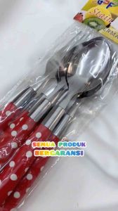 Sendok Garpu Set Stainless Sendok Makan 12 pcs Sendok Garpu Polkadot 6 pcs Sendok Teh Kopi GSF 406 free Bubble Wrap