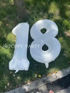 32inch Giant White Number Foil Balloons Happy Birthday Wedding Party Digital Ballon Kids Baby Shower Decoration Large Ai