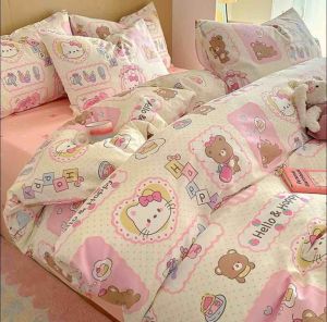 ผ้าปูที่นอน ผ้าห่มนวม(ลายคิตตี้ ของใช้คิตตี้) ขนาด 3|5|6 🛌 ฟุต เนื้อผ้าคอตตอน 100% หนานุ่ม นอนสบาย🛒🌷🌸🌈