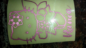 2 pcs HELLO KITTY cutting Sticker custom nama size 10 x 14 cm