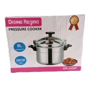 Disine Regina Pressure Cooker Kapasiti 9L Saiz 26CM Selamat dan boleh dipercayai dengan reka bentuk sains yang menakutkan kepekatan pelepasan tekanan dan cincin segel getah DR-3309P
