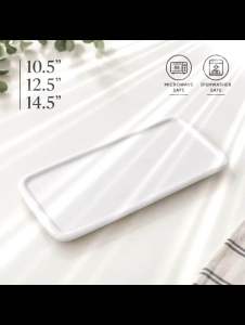 10.5”-14.5” White Ceramic Rectangular Steak Plate Serving Platter Microwave Safe | Pinggan Hidangan Seramik Pinggan Stik 白色陶瓷如梦长方盘寿司盘西餐盘牛排碟
