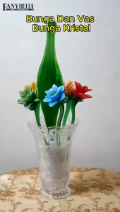 bunga kristal mekar ukuran 35cm mewah import
