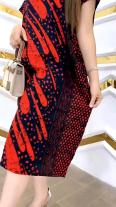 DASTER LOWO DRESS KALONG MOTIF METEOR LD 130 RAYON TEBAL DAN ADEM BATIK PEKALONGAN