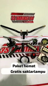 Paketan stang RzR+adaptor stang+gas spontan daytona polos besi import+lampu sorot LED✓=GRATIS SAKLAR LAMPU...