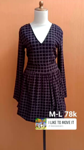 mini midi dress wanita hitam bulat Z TO P cewek M L vneck lengan panjang MEWAH