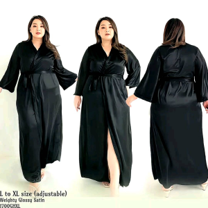 Baju tidur wanita dewasa piyama kimono outer panjang satin glossy pakaian tidur busana wanita size L XL