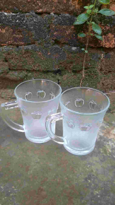 2pcs Cangkir Kopi Bahan Kaca