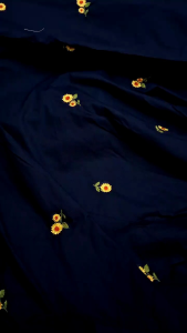 KAIN KATUN BORDIR MOTIF MATAHARI WARNA NAVY