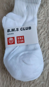 Premium UNIKLO white crew socks ribbed cuffs logo band casual wear for kids
