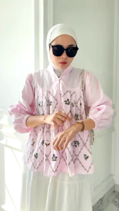 Pakaian Atasan Wanita Blouse Babydoll Ziva Hitam Sage Biru Cream Pink Jumbo Bigsize