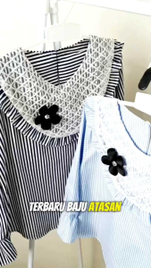 Blouse Anak Perempuan Katun Salur Usia 3-14 Tahun/Atasan Anak Perempuan Usia Tanggung