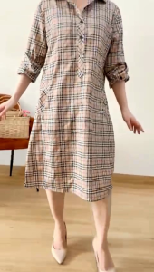 [VEMODE] DRESS MIDI KOTAK PESTA CASUAL KANTOR 0B3D 2201