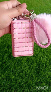 COD! Dompet STNK kotak + tali pompom | Dompet kunci mobil/motor bling bling