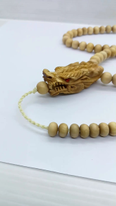 Tasbih kayu kemuning gading kepala ukir naga A346
