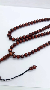 Tasbih kayu kelor emas kepala ukir naga A345