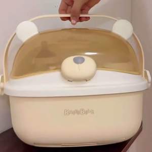 [MUMof2boys] Portable Baby Bottle Storage Box & Drying Rack – Cute Bear Design Pacifier Storage Drainage Tray